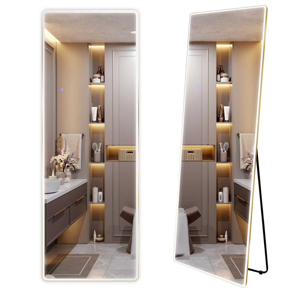 Tükör LED Classico 50x160cm Brush Gold