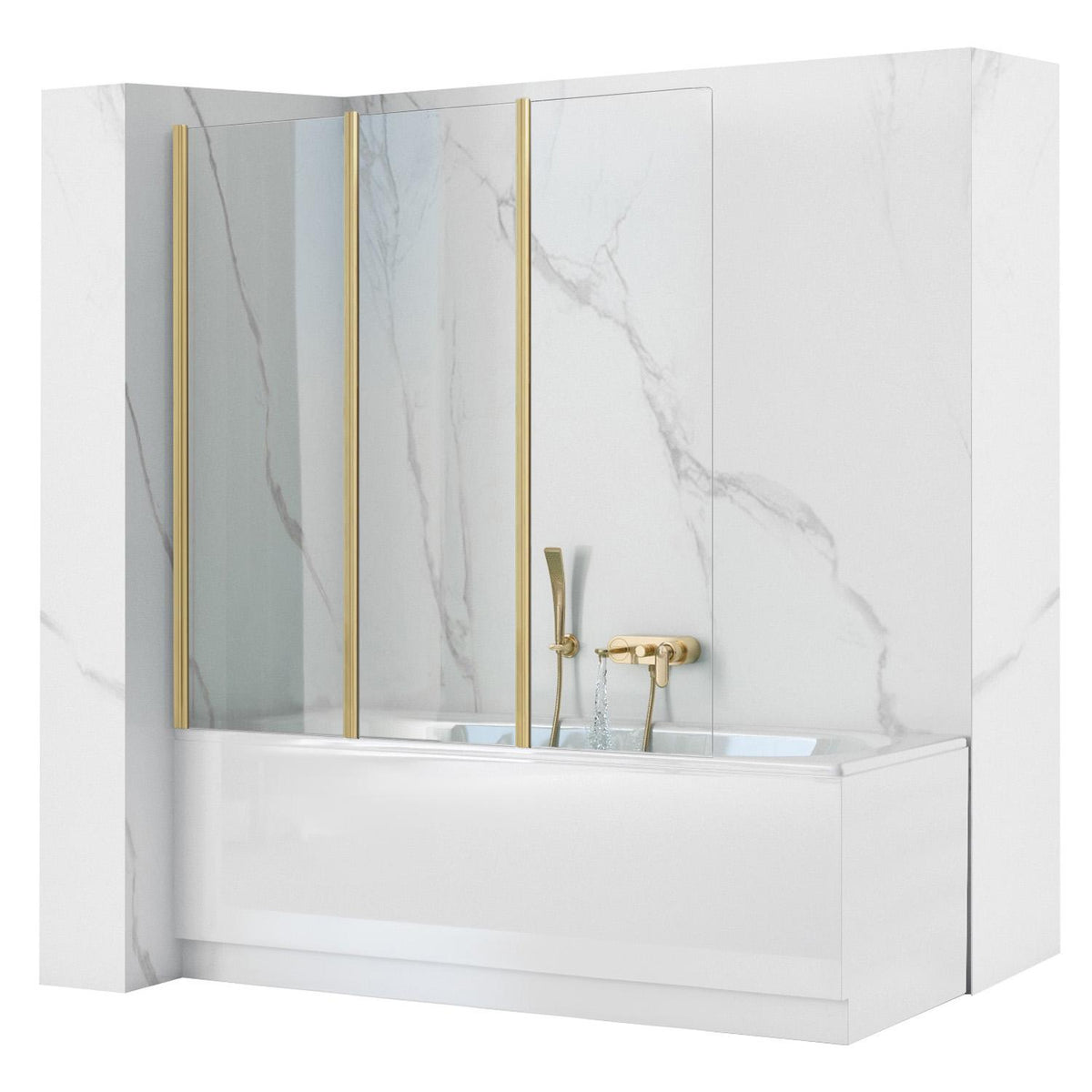 Fürdőkádparaván Rea Agat-3 120 BRUSH GOLD