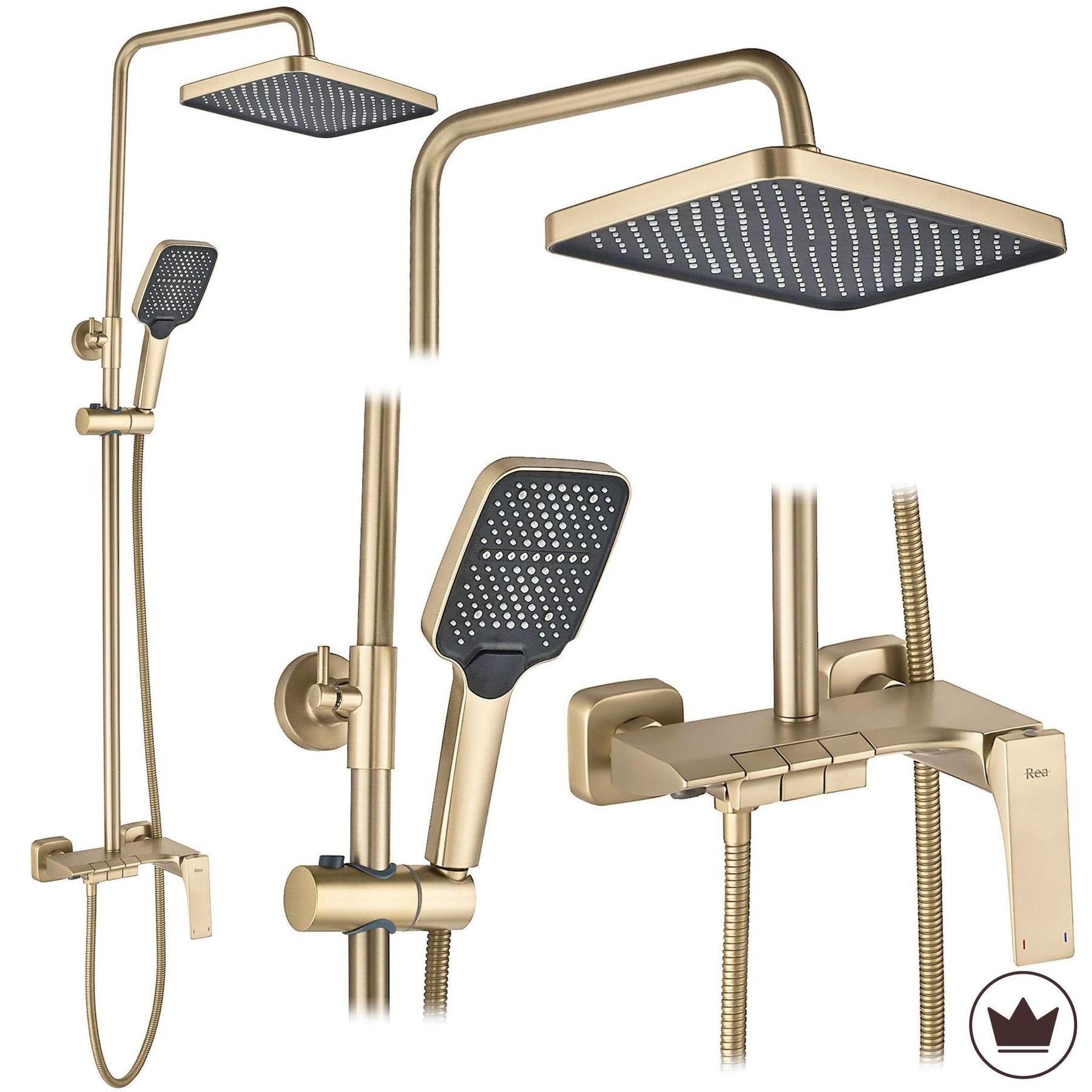 Zuhanyszett PREMIUM REA JOE Brush Gold