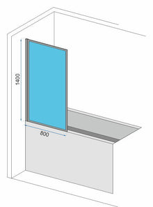 Fürdőkádparaván Rea Lagos-1 Fix Fekete 80 cm