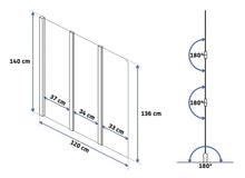 Fürdőkádparaván Rea Agat-3 120cm Brush Copper