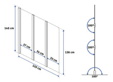 Fürdőkádparaván Rea Agat-3 120 cm